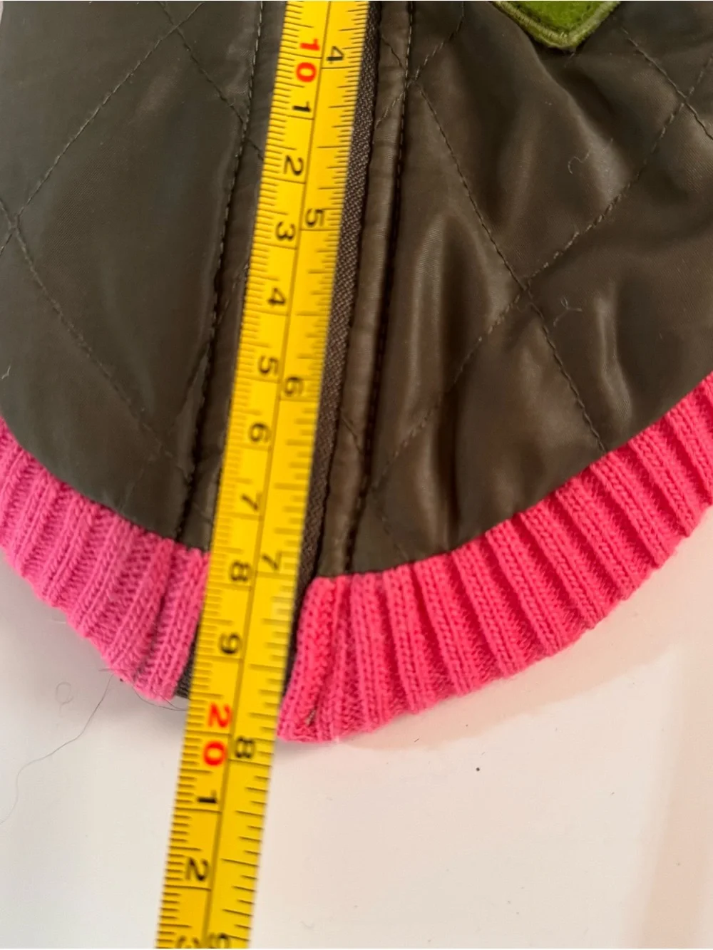 Gooby XS Quilted Dog Jacket Olive Green Pink Fleece Lined Zip Coat Warm